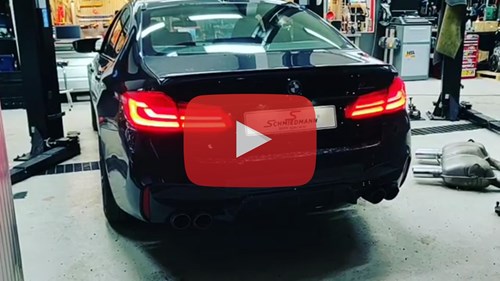 Schmiedmann Sweden BMW M5 F90 Competition Akrapovic Exhaust System Video Thumbnail Play Button
